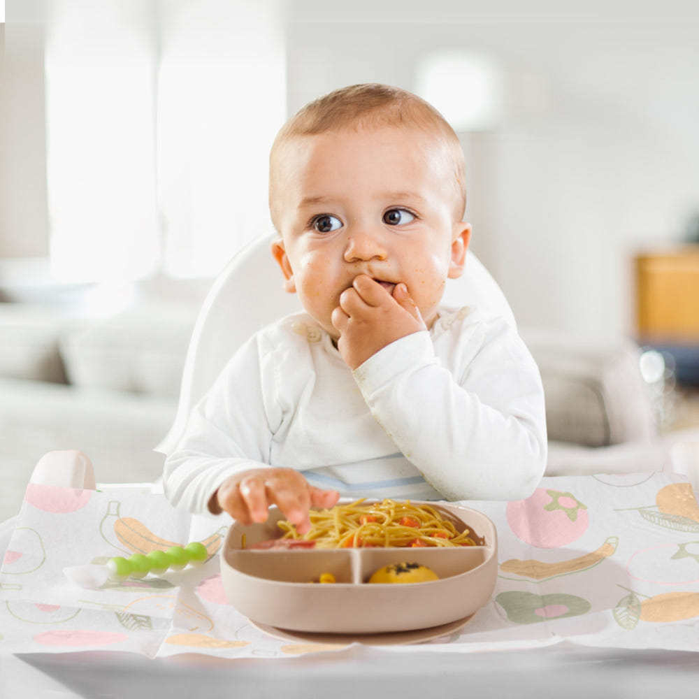 Disposable stick-on placemats for kids, perfect for mess-free meals and easy cleanup.