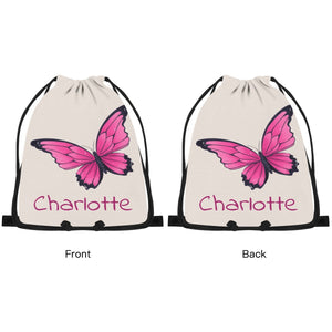 Personalized Butterfly Drawstring Bag with Custom Name – Custom Name Gift for Girls