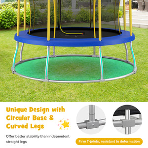 10-foot flower-shaped trampoline with galvanized steel frame, perfect for outdoor fun and playtime.