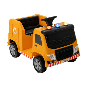 12V Kids Ride-on  Garbage Truck with Warning Lights and 6 Recycling Accessories