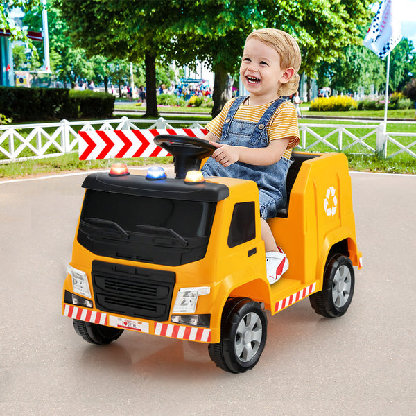 12V Kids Ride-on  Garbage Truck with Warning Lights and 6 Recycling Accessories