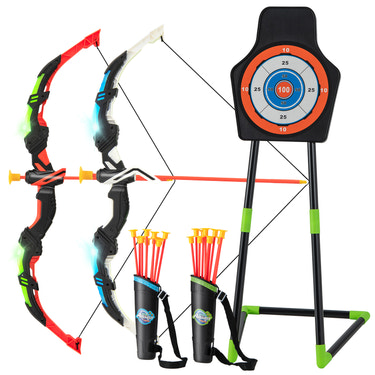 Youth Archery Bow Set with LED Light Up Bow and 20 Suction Cup Arrows for Kids