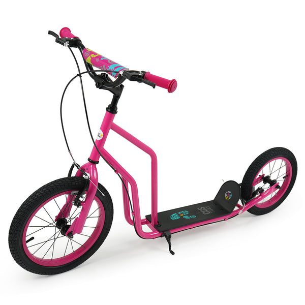 Youth Scooter with Adjustable Handlebar and 16/14-Inch Inflatable Wheels for Age 8+ Years Old