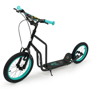 Youth Scooter with Adjustable Handlebar and 16/14-Inch Inflatable Wheels for Age 8+ Years Old