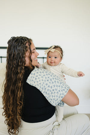 Blue Blossom Muslin Burp Cloth