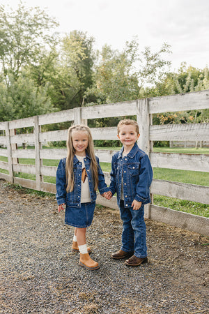 Mebie Baby Dark Wash Denim Skirt girls 6-12 to 8/9Y