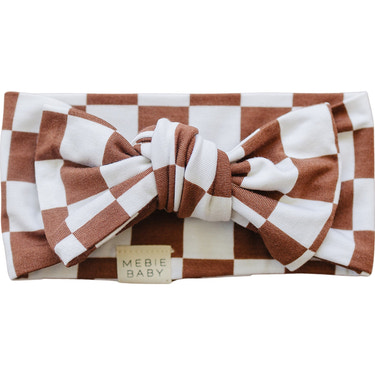 Rust Checkered Bamboo Head Wrap - MOOGCO Baby