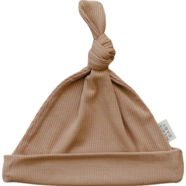 Latte Ribbed Bamboo Newborn Knot Hat - MOOGCO Baby