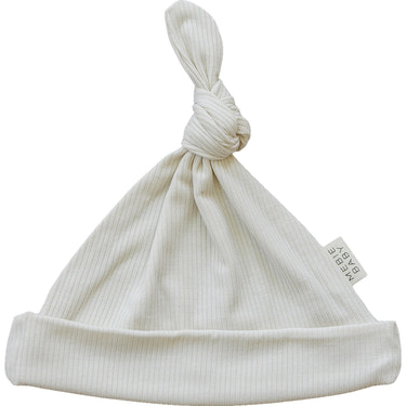 Cream Ribbed Bamboo Newborn Knot Hat - MOOGCO Baby