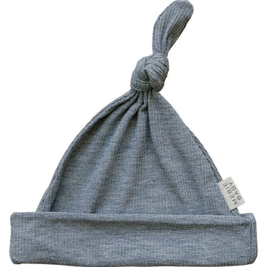Heather Grey Ribbed Bamboo Newborn Knot Hat - MOOGCO Baby