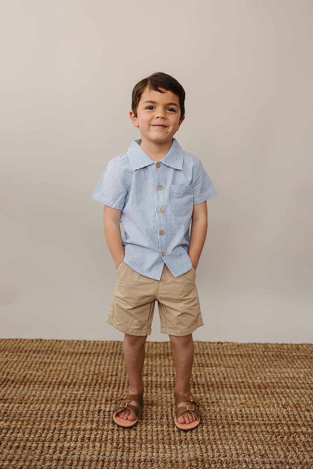 Blue Stripe Button Up Pocket Shirt