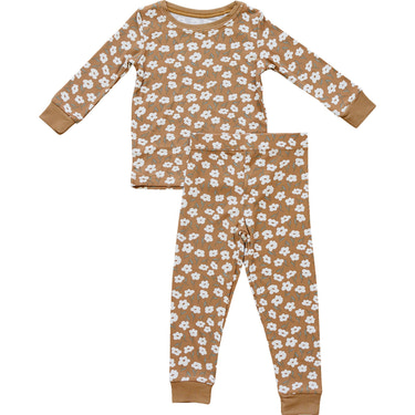 Mustard Floral Ribbed Bamboo Cozy Set - MOOGCO Baby