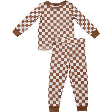 Rust Checkered Ribbed Bamboo Cozy Set - MOOGCO Baby