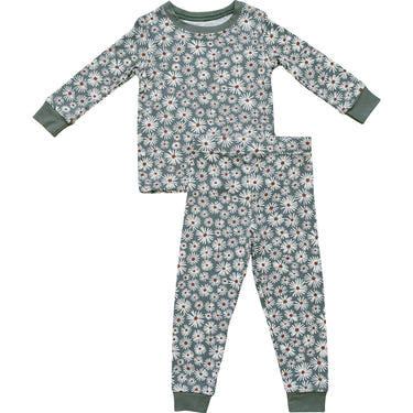 Dark Green Daisy Ribbed Bamboo Cozy Set - MOOGCO Baby