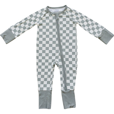 Light Green Checkered Bamboo Zipper - MOOGCO Baby
