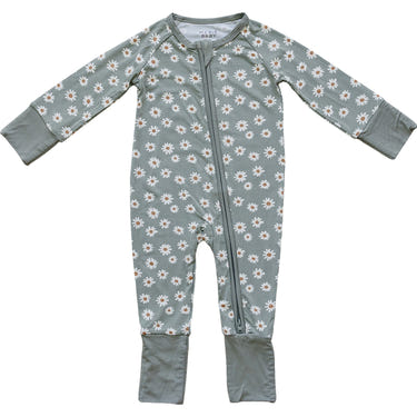 Light Green Daisy Bamboo Zipper - MOOGCO Baby