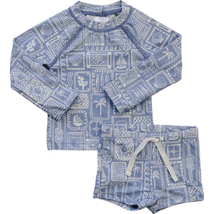 Blue Beach Long Sleeve Swim Set