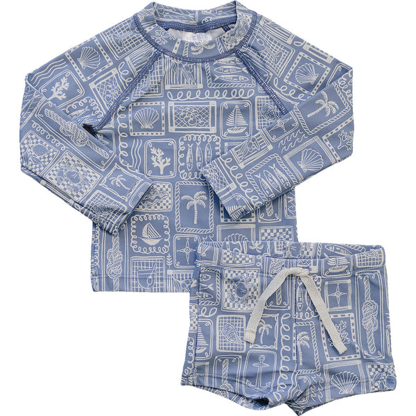 Blue Beach Long Sleeve Swim Set