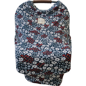 Americana Floral Ribbed Bamboo Multi-Use Cover for babies, perfect for nursing, stroller, and car seat use.