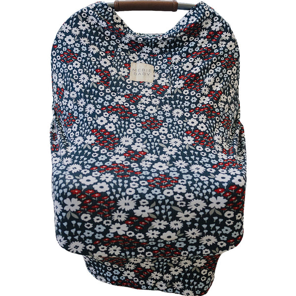 Americana Floral Ribbed Bamboo Multi-Use Cover for babies, perfect for nursing, stroller, and car seat use.