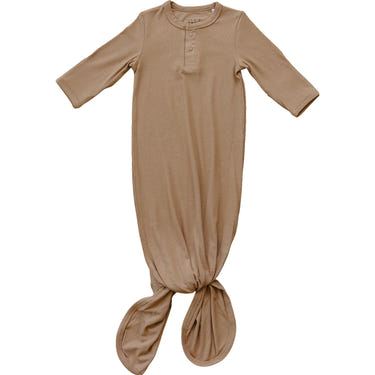 Latte Ribbed Bamboo Knot Gown - MOOGCO Baby