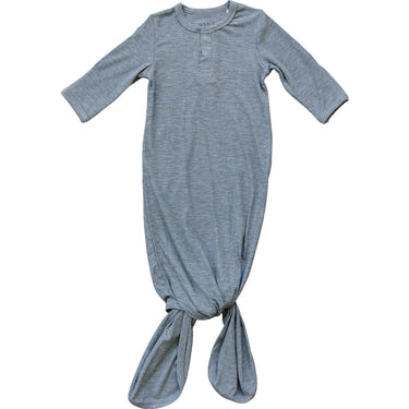 Heather Grey Ribbed Bamboo Knot Gown - MOOGCO Baby