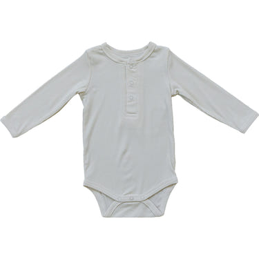 Cream Bamboo Snap Long Sleeve Ribbed Bodysuit - MOOGCO Baby