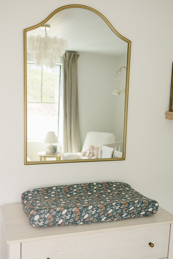 Midnight Floral Muslin Changing Pad Cover - MOOGCO Baby