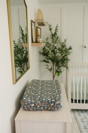Midnight Floral Muslin Changing Pad Cover - MOOGCO Baby