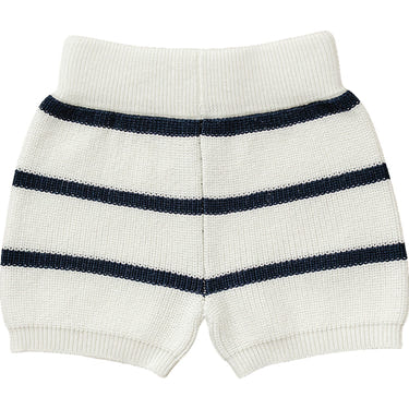 Navy stripe knit shorts for babies, perfect for summer play and comfort.