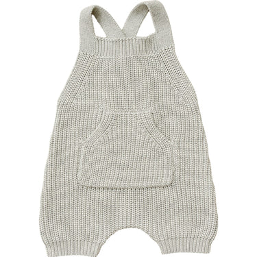 Heather Grey Pocket Knit Overalls for babies - stylish and comfortable romper for little ones.