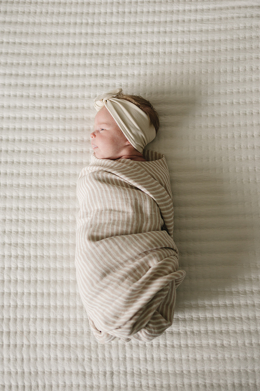 Taupe Stripe Muslin Swaddle Blanket - MOOGCO Baby