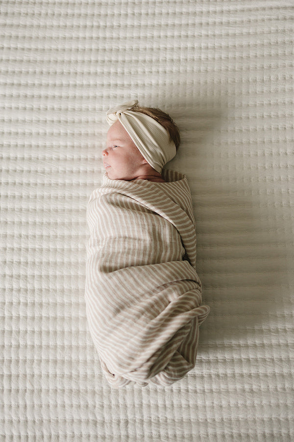 Taupe Stripe Muslin Swaddle Blanket - MOOGCO Baby