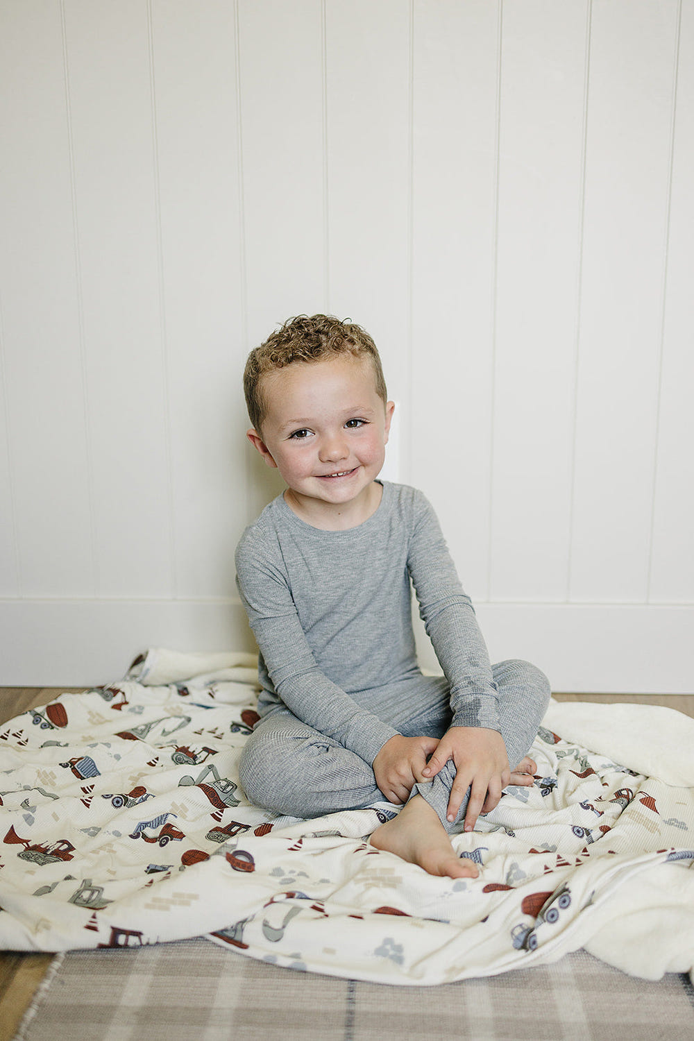 Construction Trucks Ribbed Bamboo Fleece Quilt - MOOGCO Baby