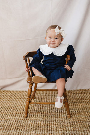 Navy Peter Pan Collar Pleated Skirt Set