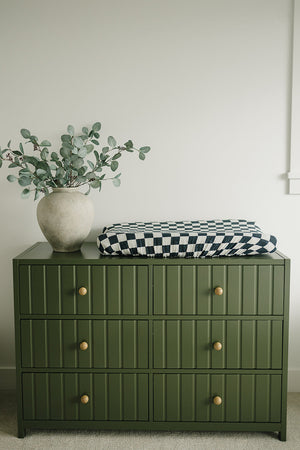 Charcoal Checkered Muslin Changing Pad Cover - MOOGCO Baby