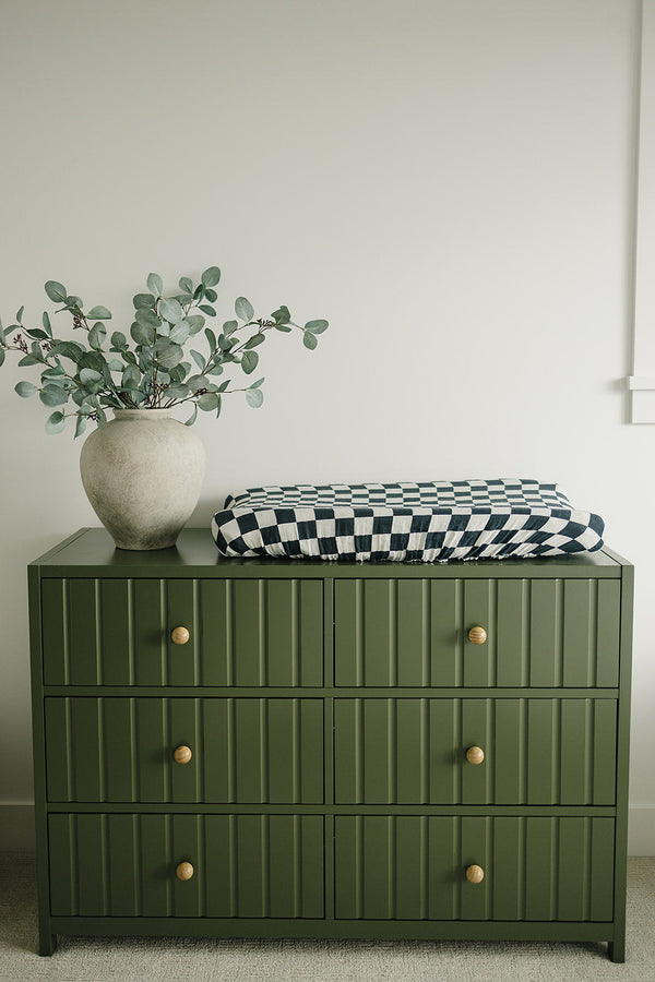 Charcoal Checkered Muslin Changing Pad Cover - MOOGCO Baby