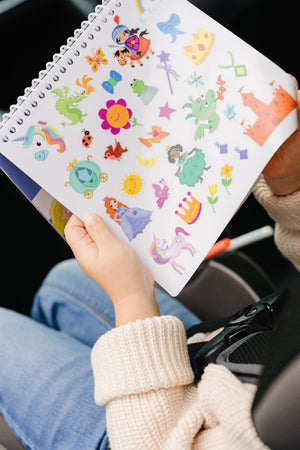 Small 7" Dry Erase Activity Book (incl. 2 Washable Markers & Reusable Stickers)