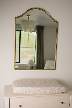 Taupe Stripe Muslin Changing Pad Cover - MOOGCO Baby