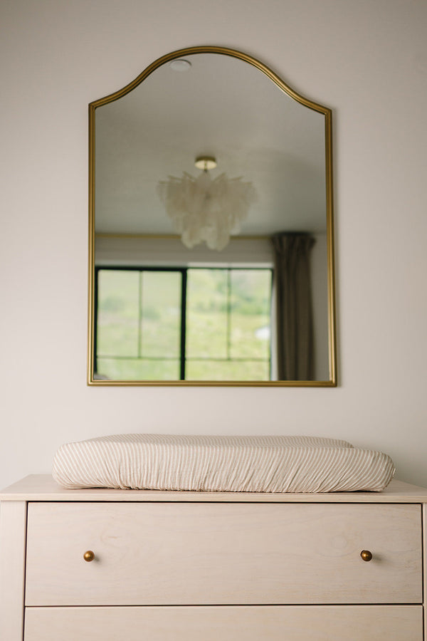 Taupe Stripe Muslin Changing Pad Cover - MOOGCO Baby