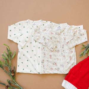 Tiny Trees Ribbed Bamboo Zippy Pajamas for babies, featuring soft fabric and a cozy design for comfortable sleep.