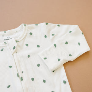 Tiny Trees Ribbed Bamboo Zippy Pajamas for babies, cozy sleepwear in soft bamboo fabric, angle view 23.