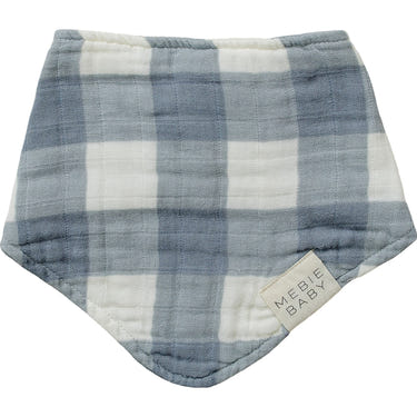 Dusty blue gingham classic muslin bib for babies, soft and stylish for mealtime messes.