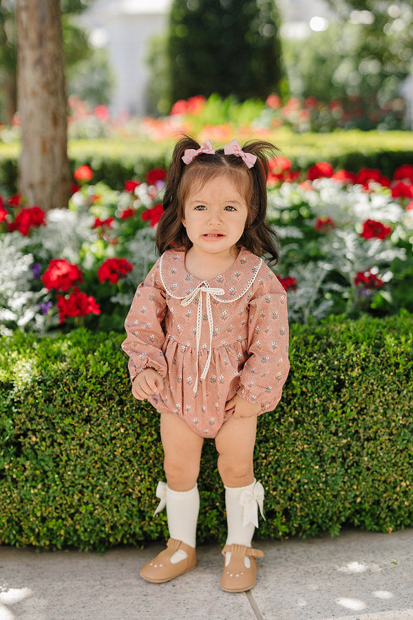 Vintage Pink Floral Bubble Romper