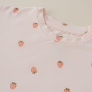 Organic Cotton Strawberry Print Shorts Set