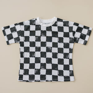 Organic Cotton Black & White Checkered Shorts Set