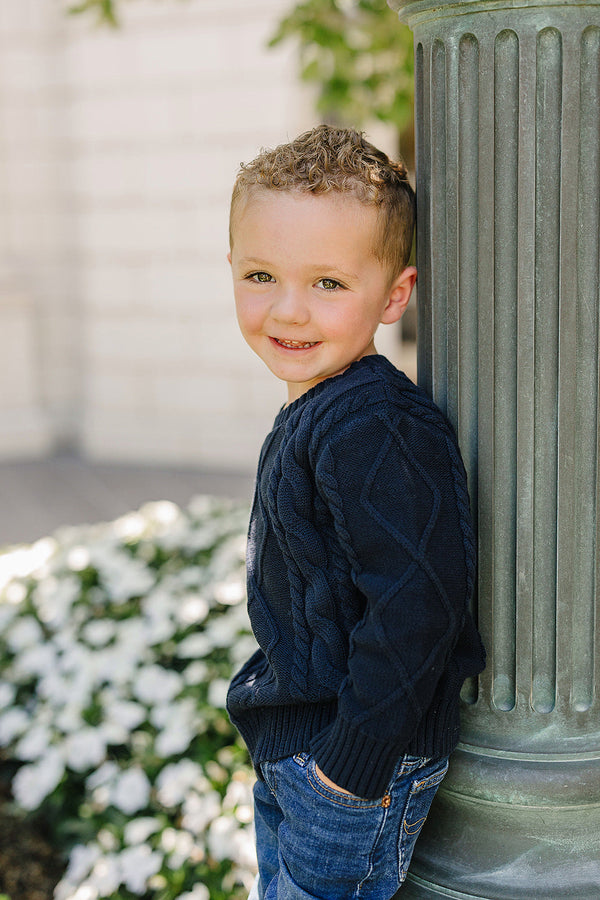 Navy Cable Knit Sweater