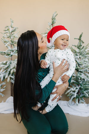 Tiny Trees Ribbed Bamboo Zippy Pajamas for babies, soft and cozy sleepwear in a stylish angle view.