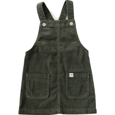 Green corduroy dress for babies, perfect for stylish and comfortable outfits.