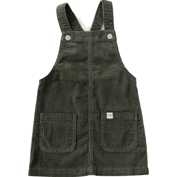 Green corduroy dress for babies, perfect for stylish and comfortable outfits.